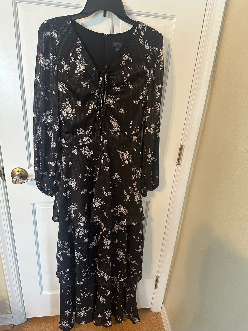 RACHEL Rachel Roy Black Floral V-Neck Maxi Dress